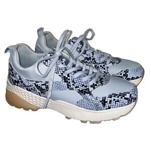 Shoe Dazzle‎ Zoee Blue Faux Snakeskin Platform Sneakers
